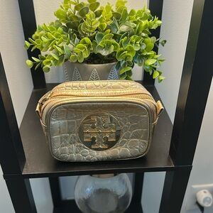 Tory Burch Gold Embossed Makeup Bag